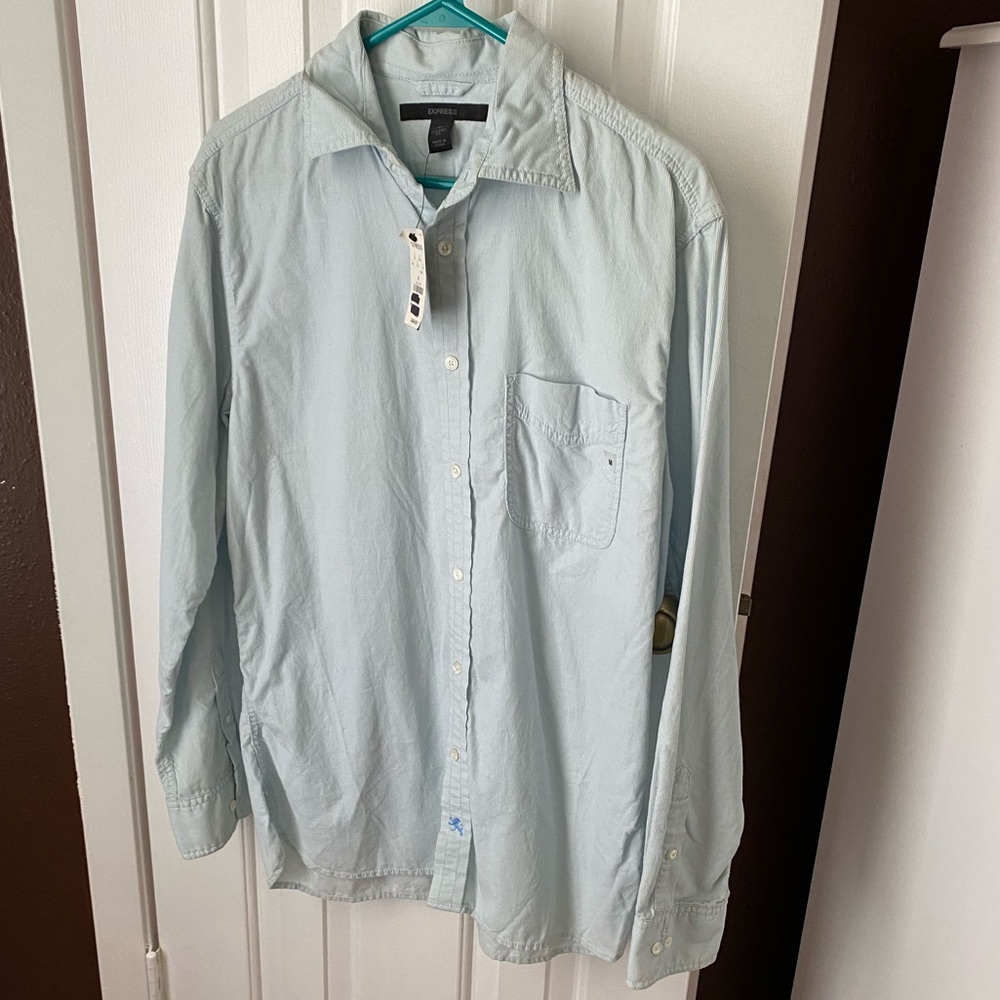 Vintage express baby blue button down shirt
